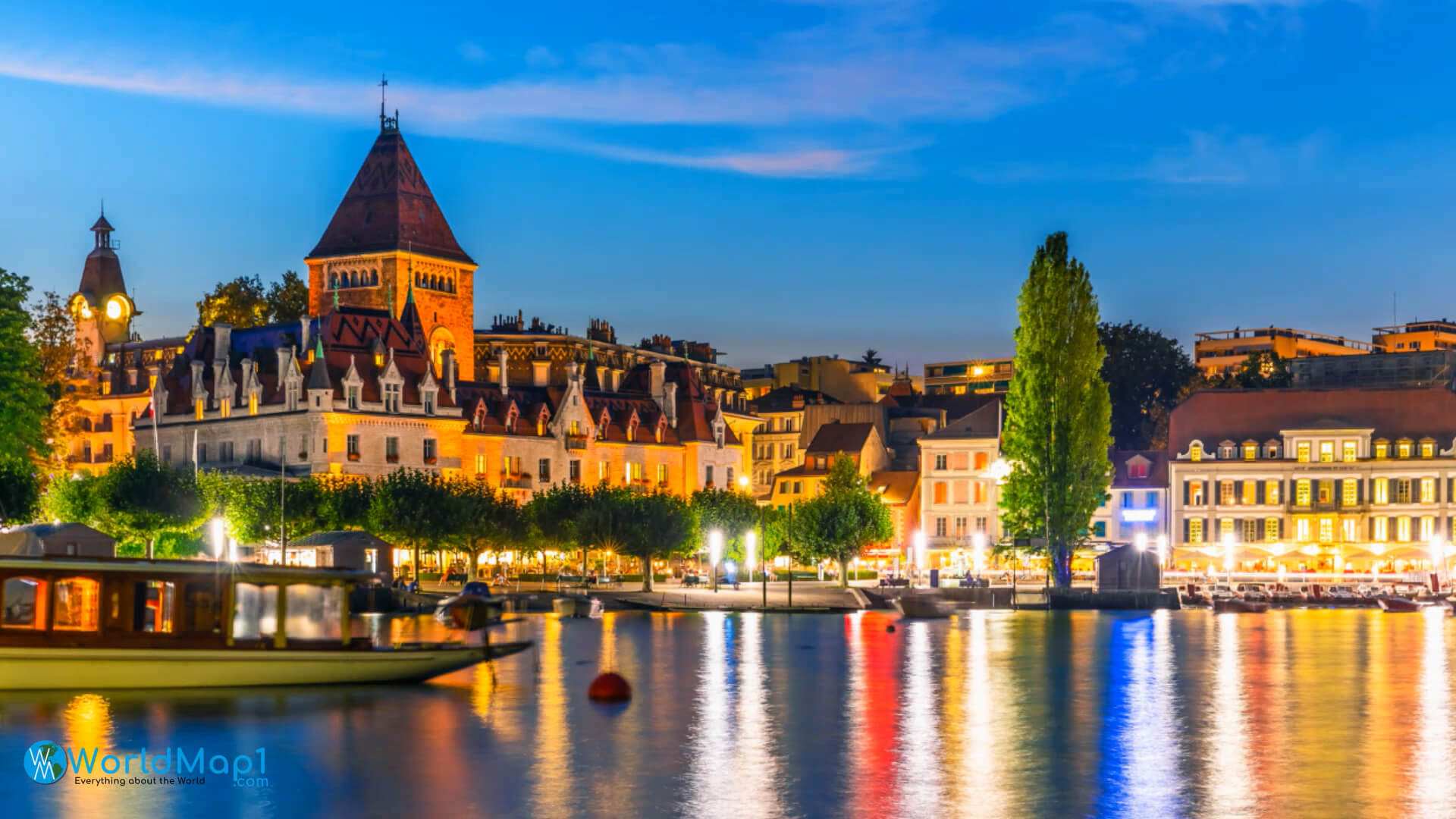 Chateau d'Ouchy Lausanne in Night